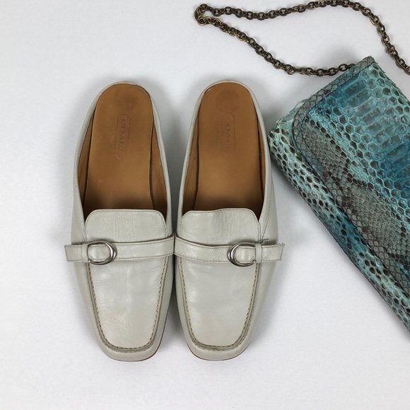 Coach Lange Beige Natural Mules Size 9.5M - Picture 1 of 8